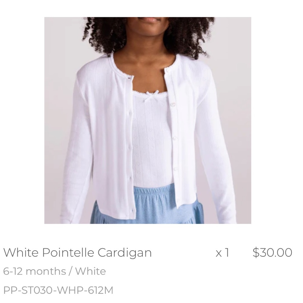 Posh Peanut White Pointelle Cardigan Size 6-12 Months